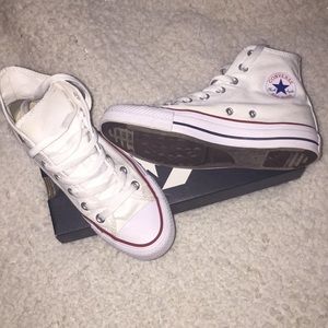 Basic white high top converse